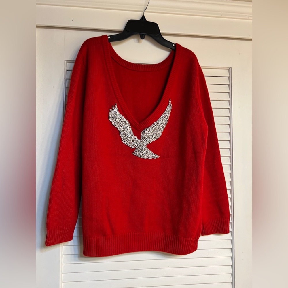 BA&SH Lady Pullover Embellishing Red Sweater